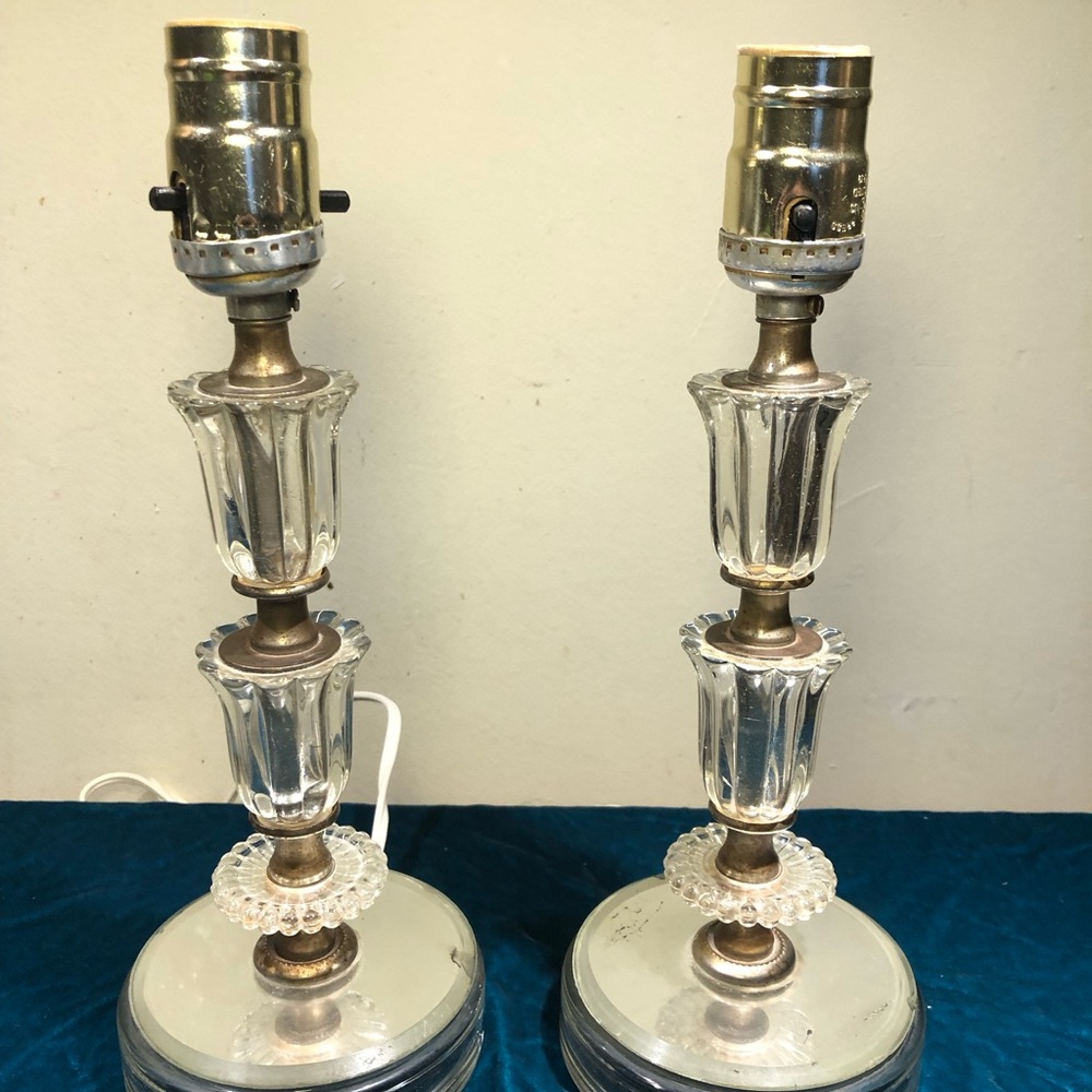 Elegant vintage glass and metal Table Lamps